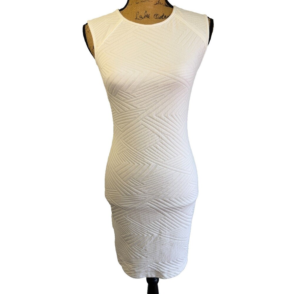 Cut25 by Yigal Azrouel White Textured Cutout Back Sheath Dress Size 4 USA